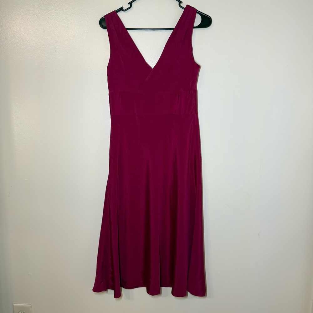 J. Crew Sopha Fuchsia Silk Midi Dress - Picture 2 of 4